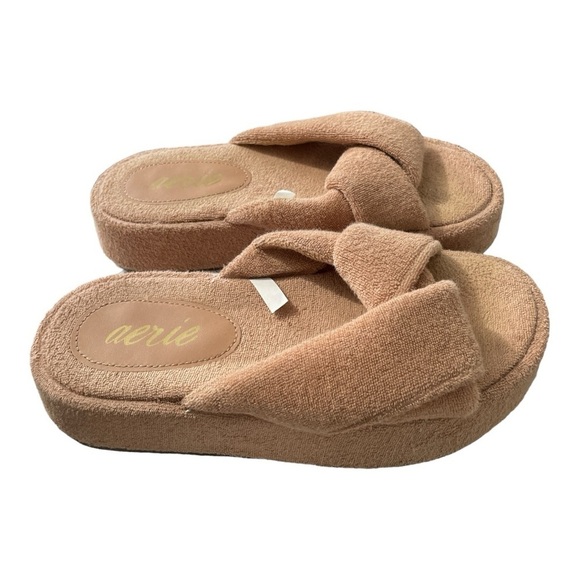 aerie Shoes - AERIE Terry Twist Platform Sandals Tan Nude Size 6